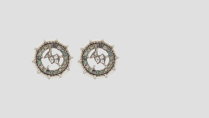 Sangeeta Boochra Circular Silver Stud Earrings with Pearl Detailing