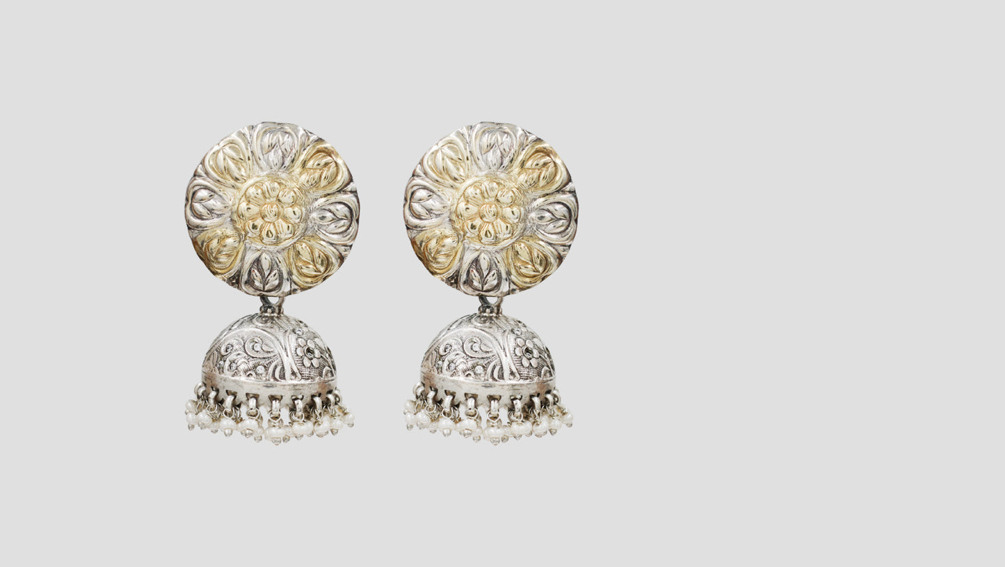 Sangeeta Boochra Dual Tone Floral Jhumka Earrings