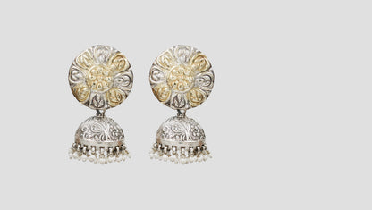 Sangeeta Boochra Dual Tone Floral Jhumka Earrings