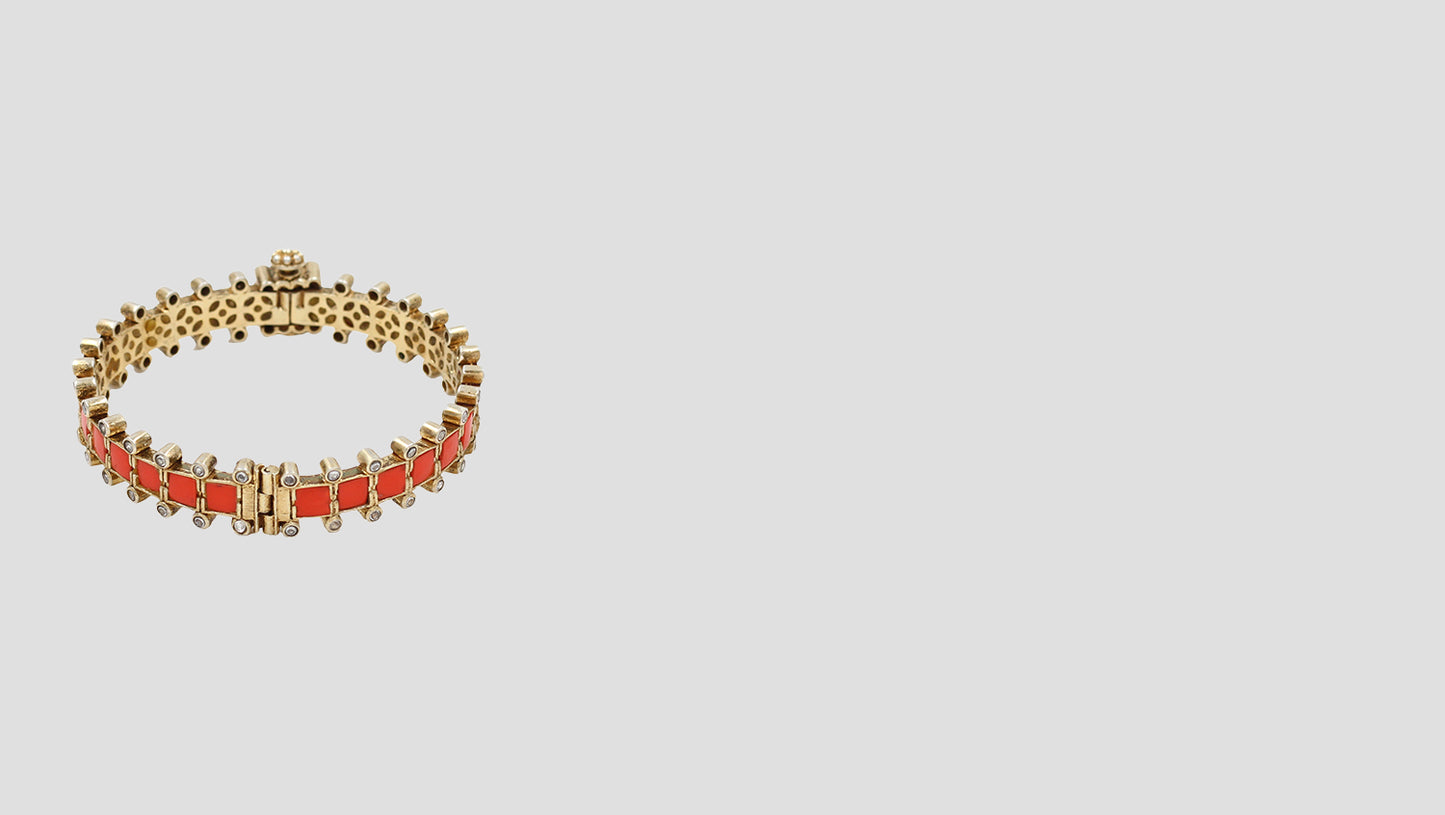 Enamel Work 925 Silver Bangle by Sangeeta Boochra