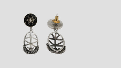 Sangeeta Boochra Handcrafted Black Stone Silver Danglers