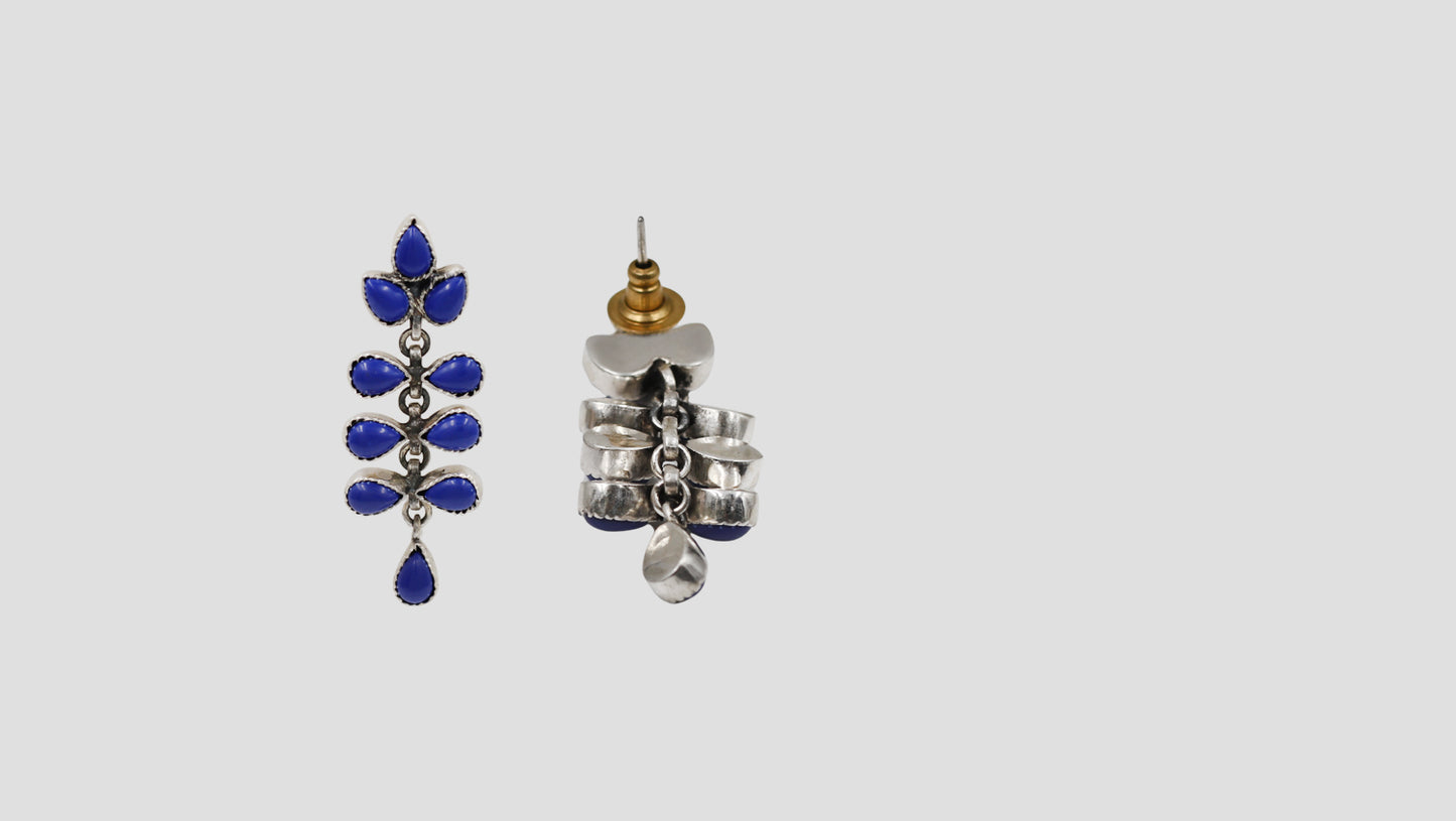 Handcrafted Lapis Stone Silver Dangle Earrings by Sangeeta Boochra