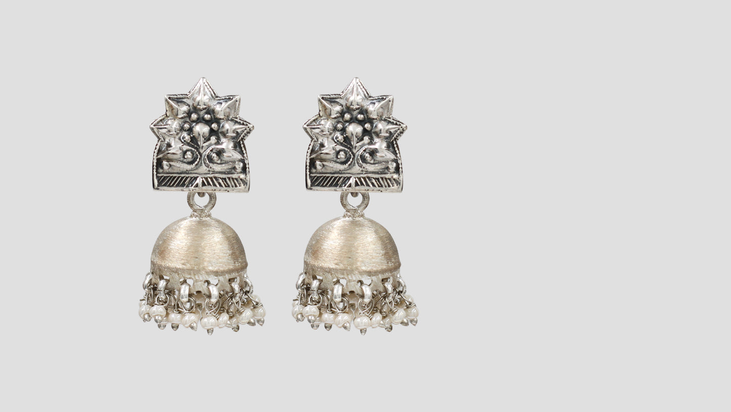Sangeeta Boochra Artisan Crafted Oxidised Silver Jhumka Earrings
