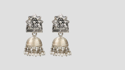 Sangeeta Boochra Artisan Crafted Oxidised Silver Jhumka Earrings