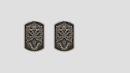 Sangeeta Boochra Oxidised Silver Rectangular Stud Earrings