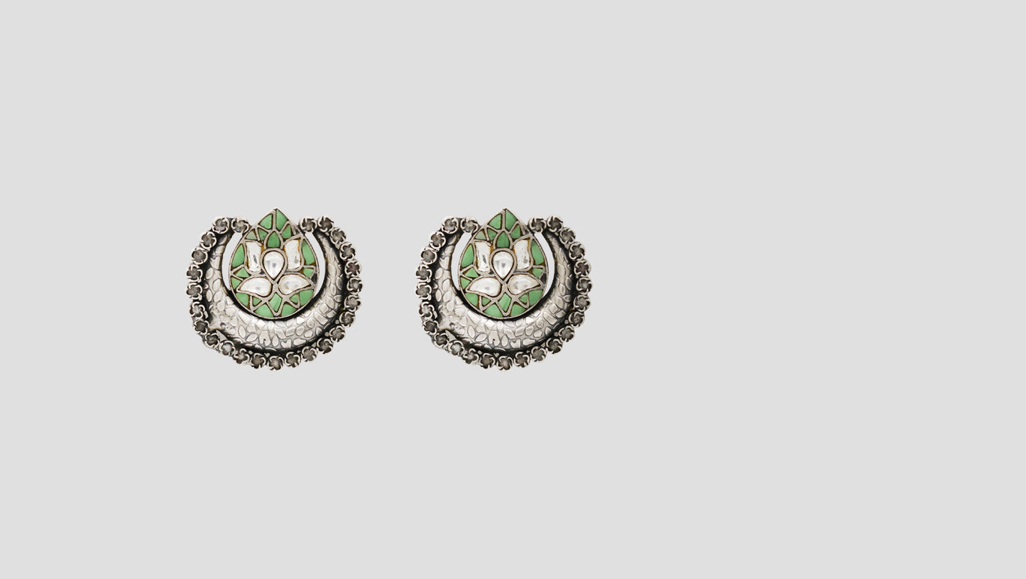 Sangeeta Boochra Handcrafted Kundan Floral Stud Earrings