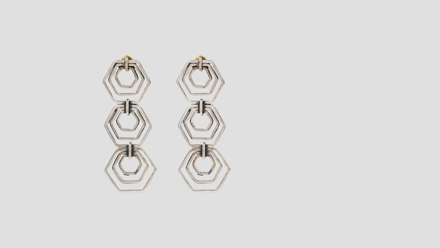 Sangeeta Boochra Sterling Silver Hexa Drop Earrings