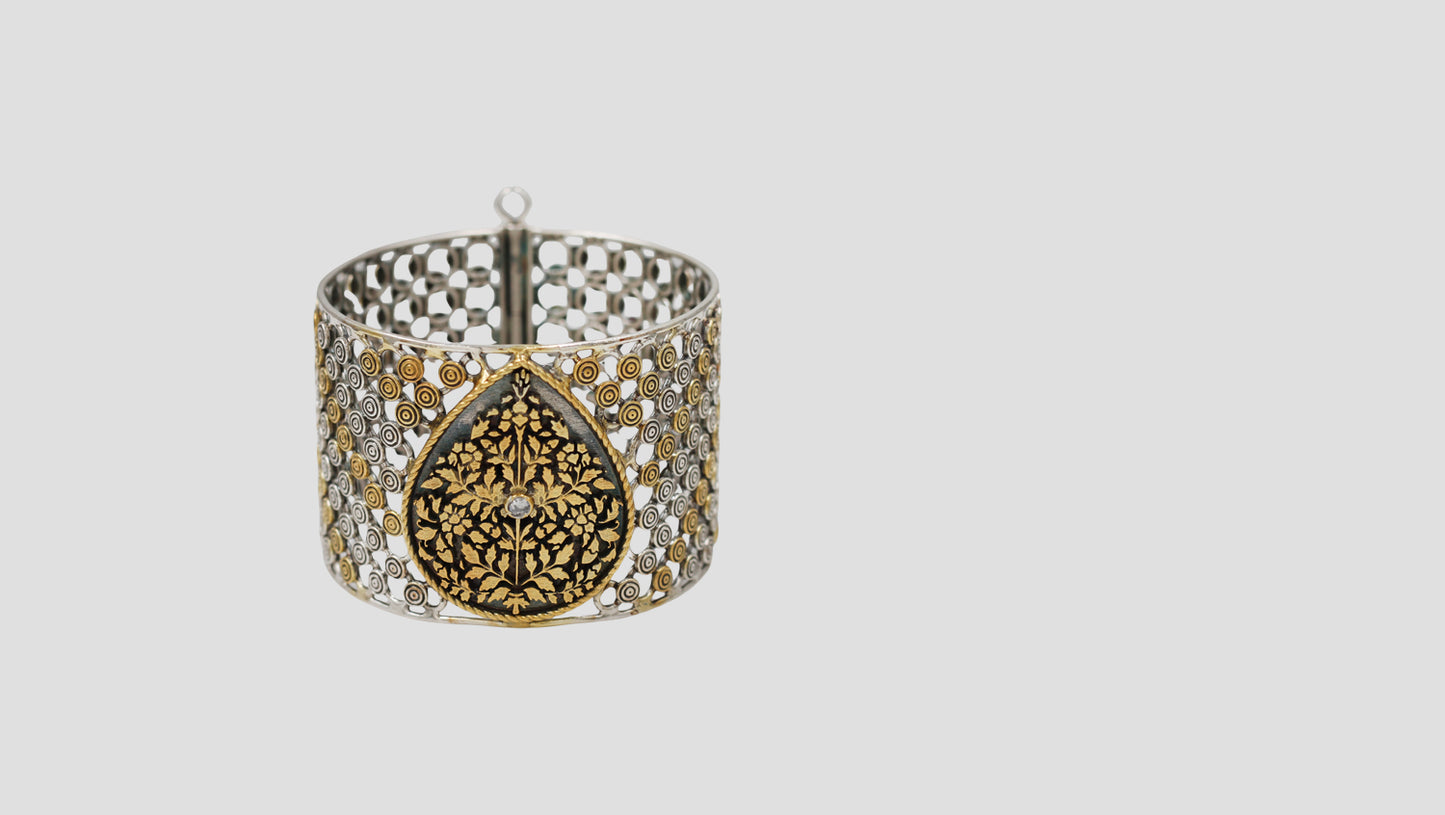Sangeeta Boochra Heritage Dual-Tone Silver Statement Bangle