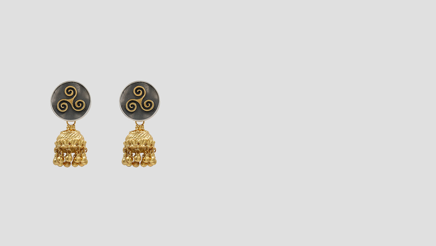Heritage Glow: Sangeeta Boochra Gold-Plated Silver Jhumka Earrings