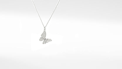 Silver-Plated CZ Butterfly Pendant & Chain