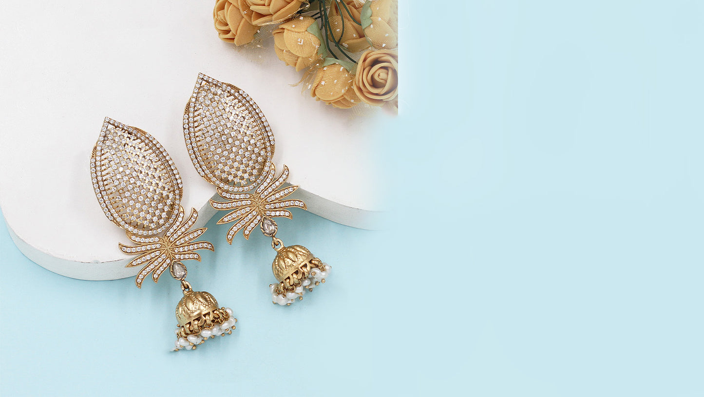 Eternal Elegance: Gold-Plated Silver Earrings by Sangeeta Boochra