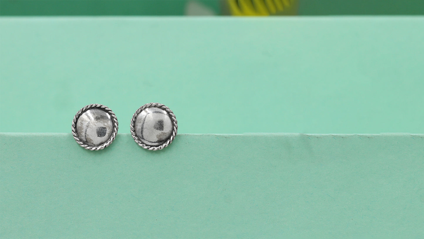 Classic Round Silver Studs by Sangeeta Boochra