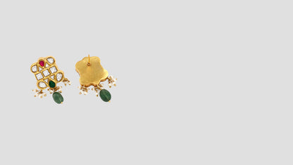 "Refined Luxe: Gold-Plated Kundan Earrings by Sangeeta Boochra "