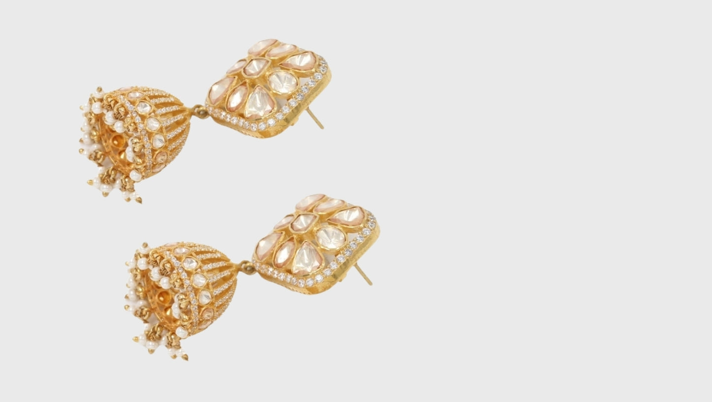 Sangeeta Boochra Silver Moissanite Earrings