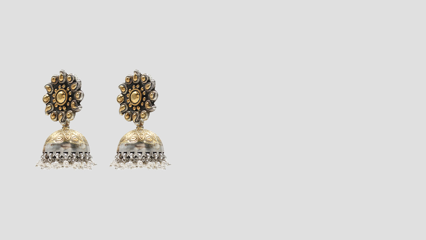 Timeless Heritage: Sangeeta Boochra Handcrafted Silver-Gold Jhumkas