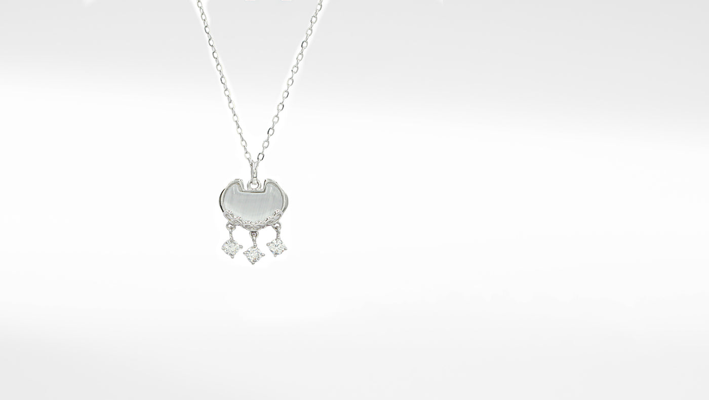 Silver-Plated CZ Pendant & Chain