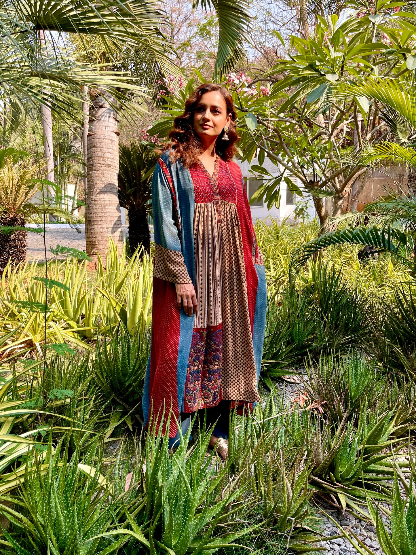 Dia Mirza in Silver Earrings