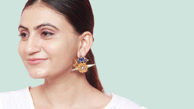 Floral Design Silver Earrings With Gold Plated  Ghungroo