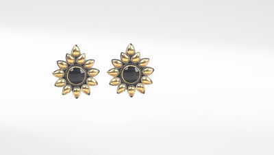 Sangeeta Boochra Gold Tone Silver Earrings With Black Onyx