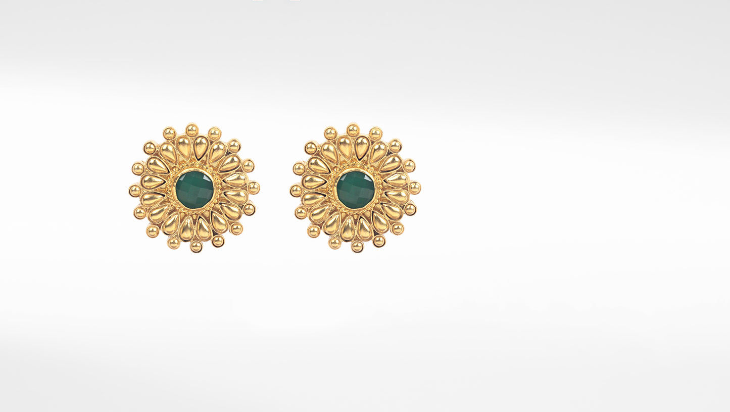 Sangeeta Boochra Gold Tone Silver Earrings With Hydro Coloured Glass