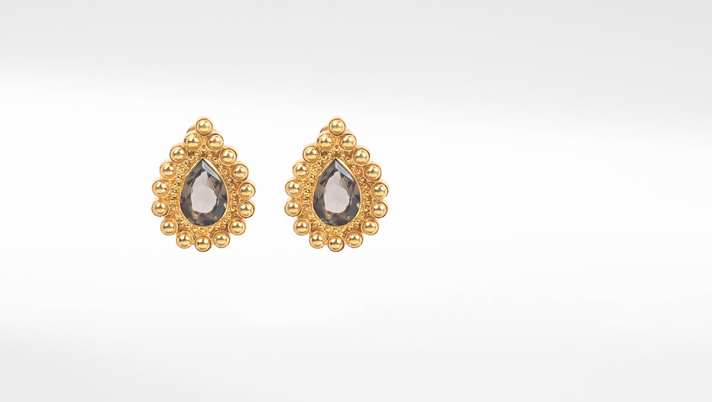 Sangeeta Boochra Gold Tone Silver Earrings With Hydro Coloured Glass