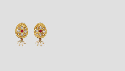 "Ornate Splendor: Sangeeta Boochra Gold-Plated Kundan Earrings "