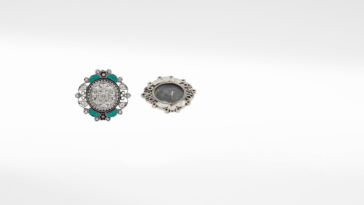 Silver Naomi Studded with Turquoise Earring