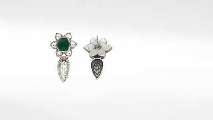 Silver Ihina Studded with Kundan Earring