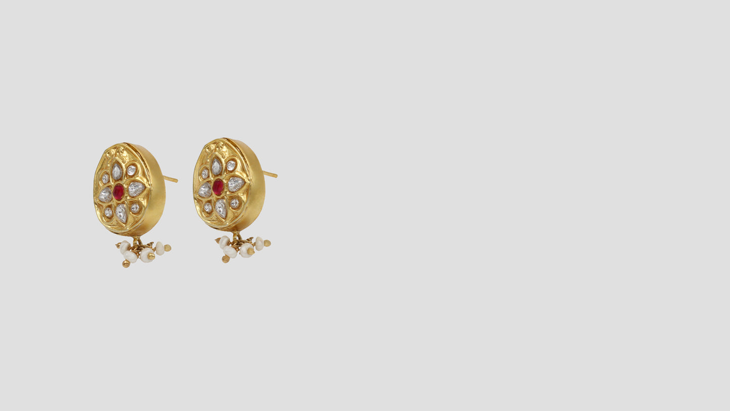 "Ornate Splendor: Sangeeta Boochra Gold-Plated Kundan Earrings "