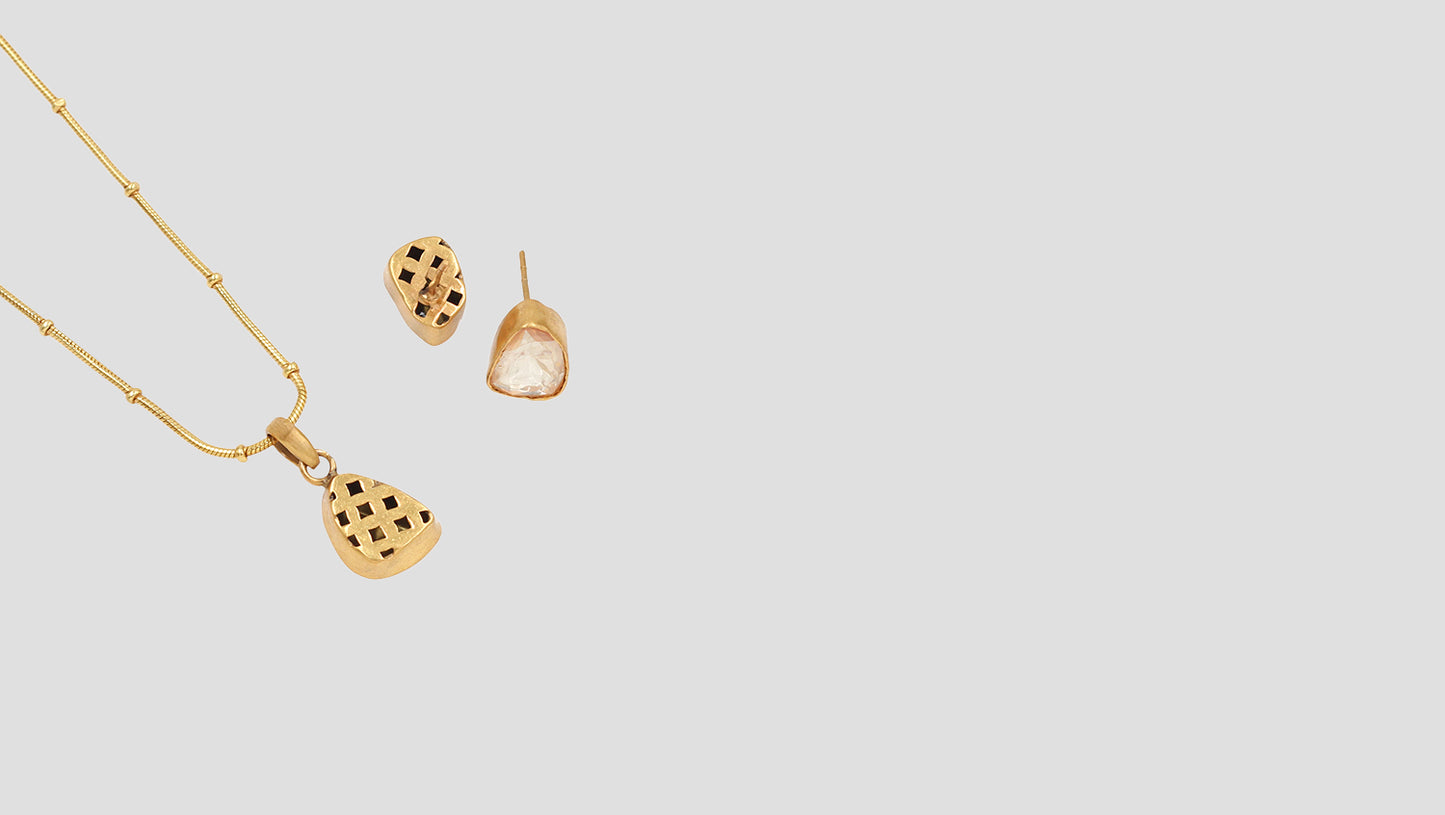 Gold Glow: Sangeeta Boochra Moissanite Pendant & Earrings