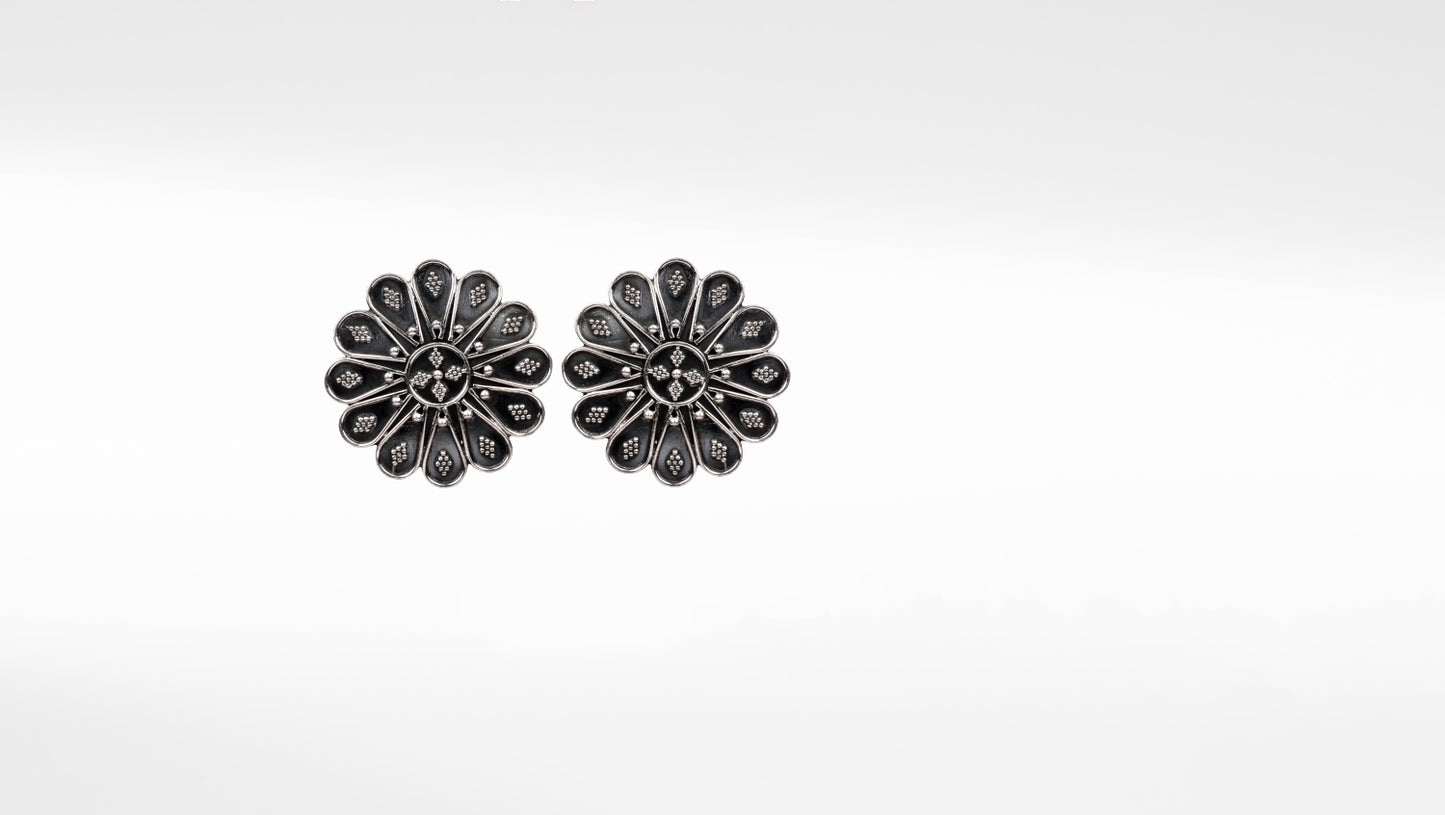 Silver Oxidized Handmade Savia Earrings