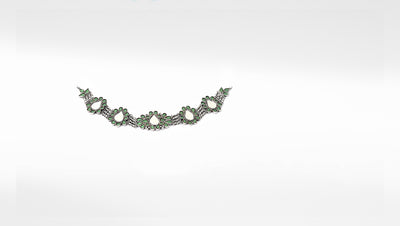 Sangeeta Boochra Green Tribal Silver Necklace