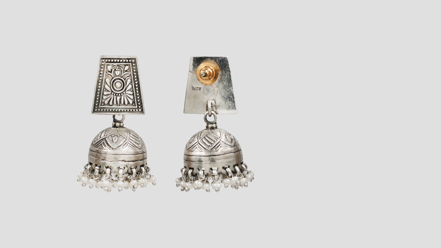 Sangeeta Boochra Handcrafted Oxidised Silver Statement Jhumka