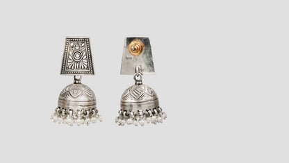 Sangeeta Boochra Handcrafted Oxidised Silver Statement Jhumka