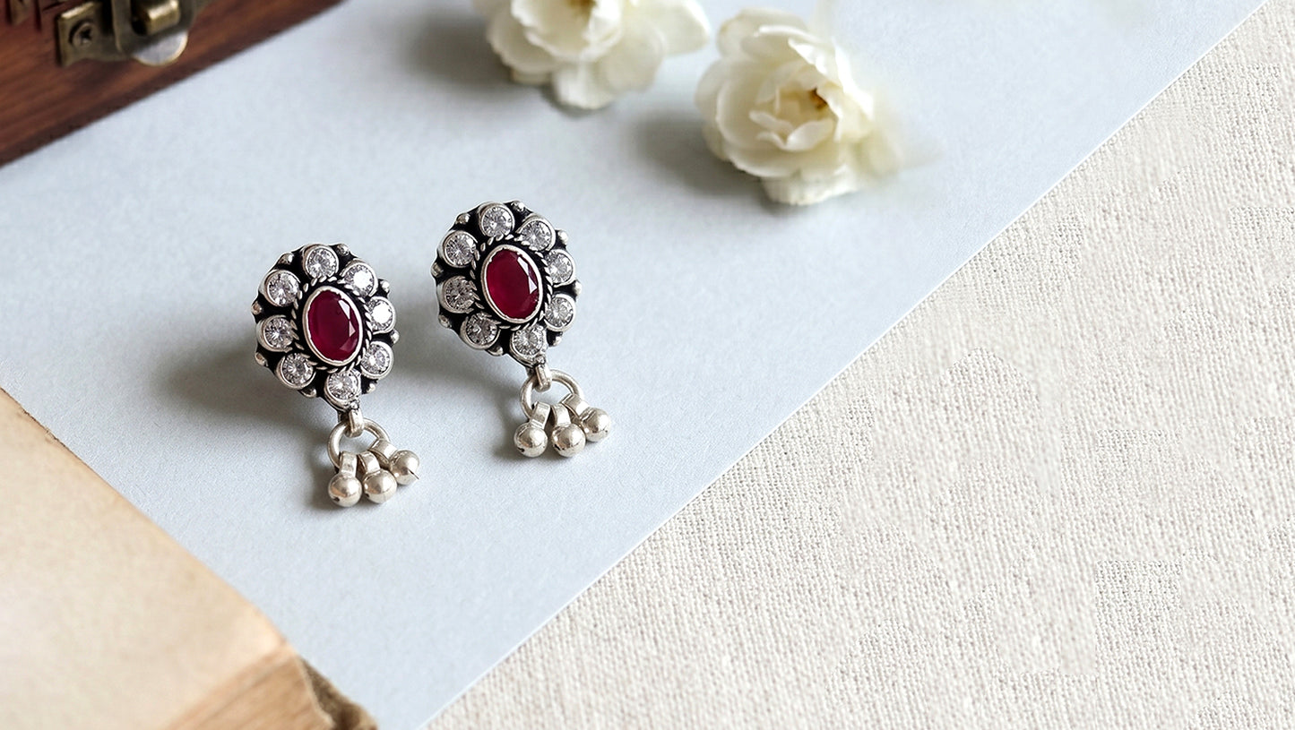 Sangeeta Boochra Antique Finish Silver Stud
