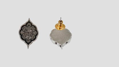 Sangeeta Boochra Intricate Floral Oxidised Silver Stud Earrings