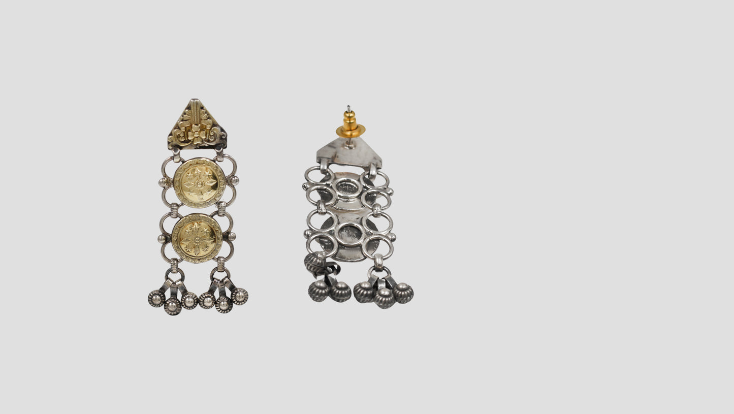 Sangeeta Boochra Handcrafted Dual Tone Silver Danglers