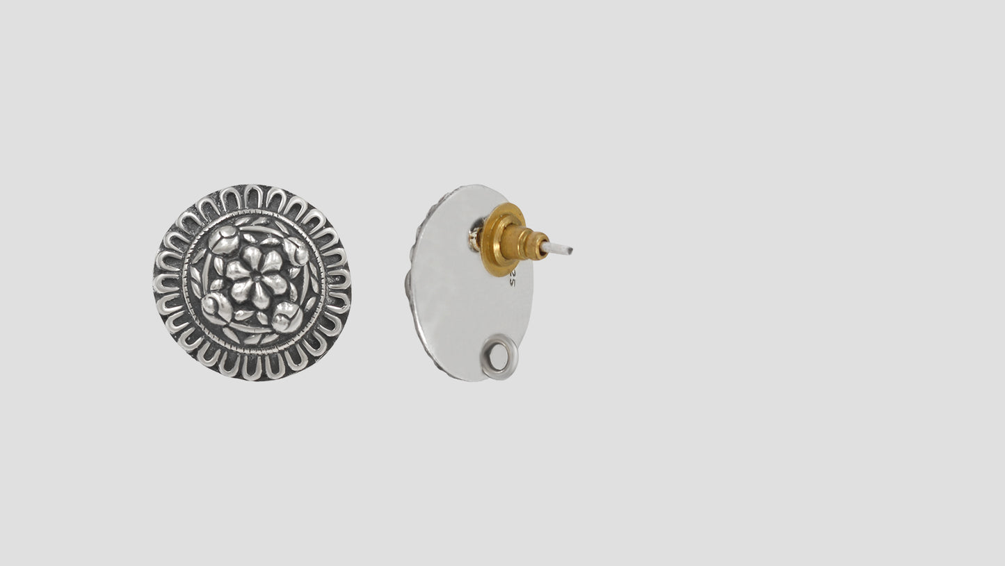 Timeless Blossom Oxidised Silver Earrings