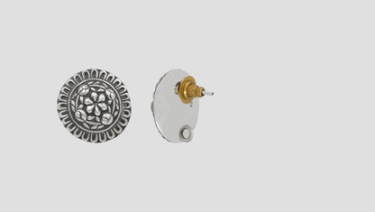 Timeless Blossom Oxidised Silver Earrings