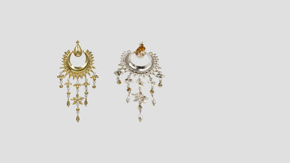 Sangeeta Boochra Gold Plated Tribal Chandbali Earrings