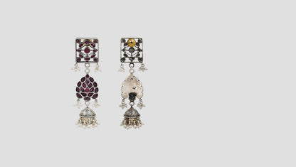 Sangeeta Boochra Heritage Kundan Silver Jhumka Earrings with Pearls