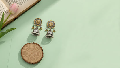 Classic Floral Dual-Tone Jhumka Earrings by Sangeeta Boochra