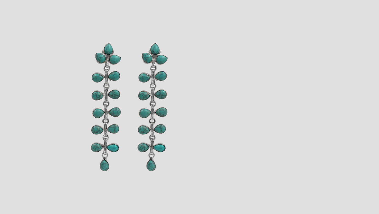 Sangeeta Boochra Silver Turquoise Long Dangle Earrings