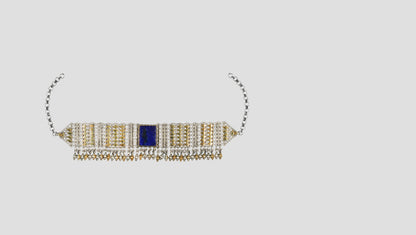 Sangeeta Boochra Contemporary Dual Tone Choker with Blue Centerpiece