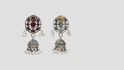 Sangeeta Boochra Heritage Red Stone Silver Earrings