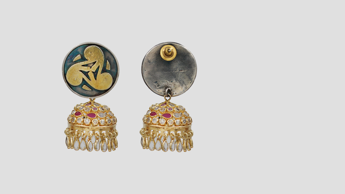 Sangeeta Boochra Artisan Dual Tone Silver Statement Earrings