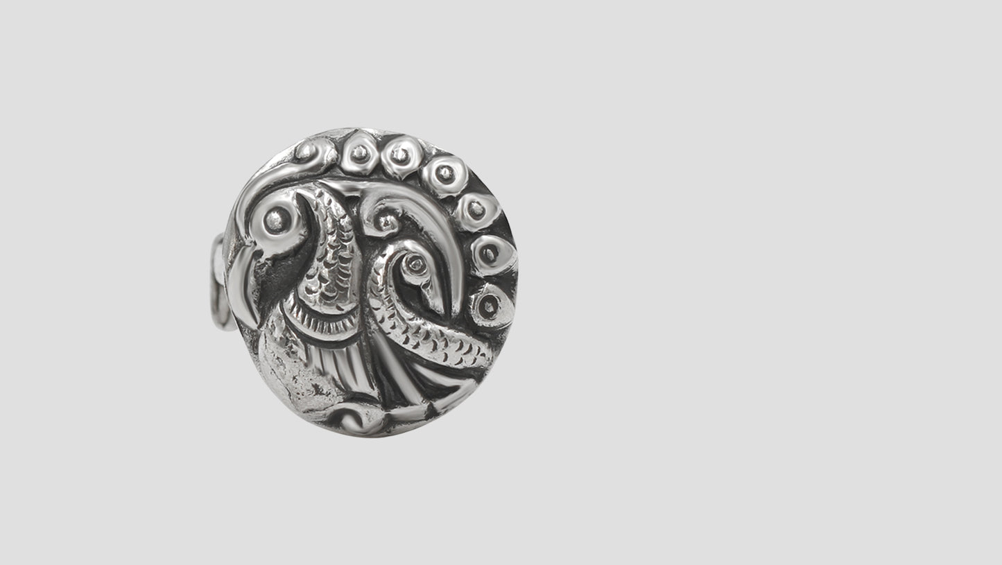 Sangeeta Boochra Oxidised Silver Peacock Statement Ring