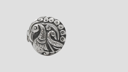 Sangeeta Boochra Oxidised Silver Peacock Statement Ring
