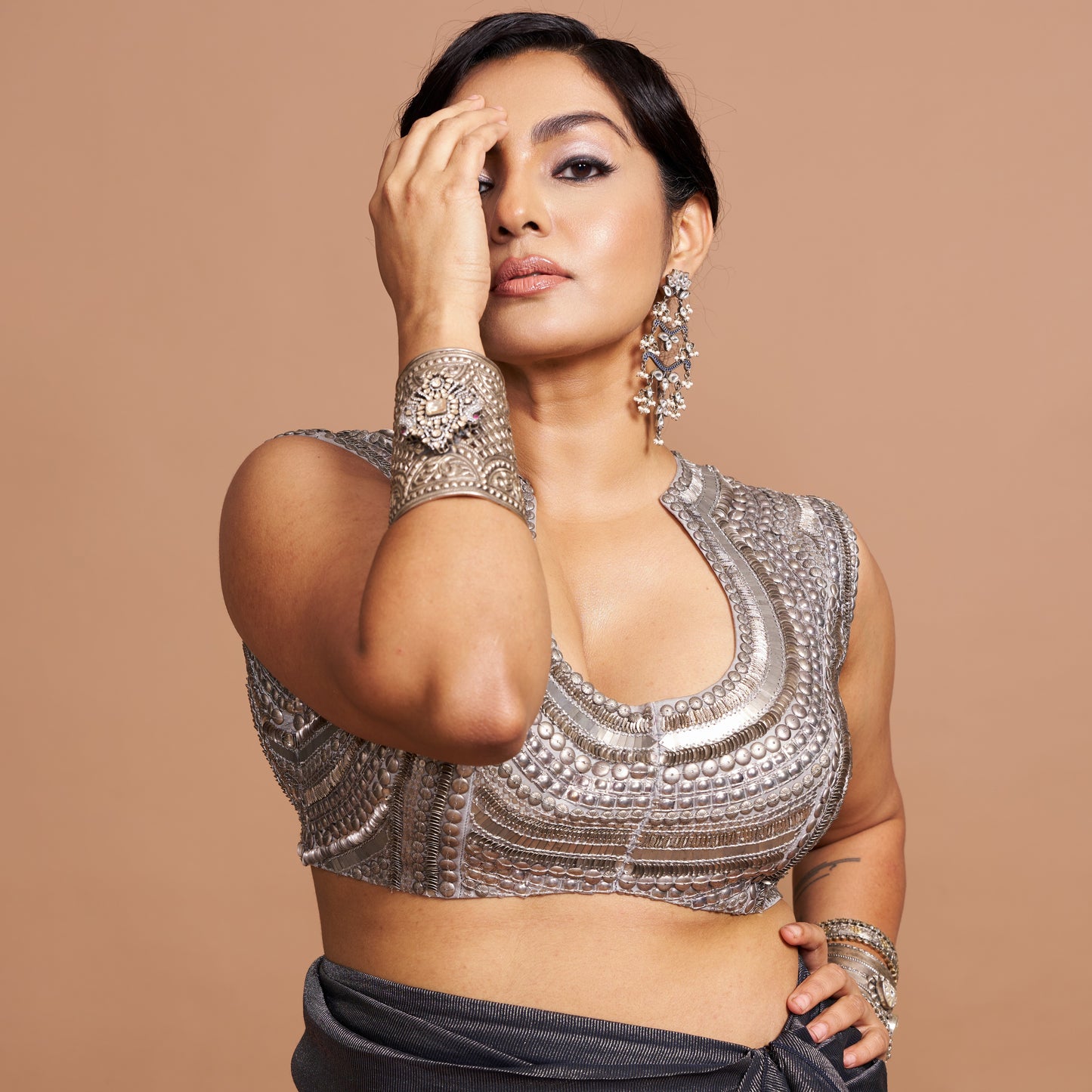 Parvathy Thiruvothu Styles Sangeeta Boochra Statement Silver Jewellery