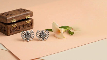 Sangeeta Boochra Artisan Floral Design Silver Earrings